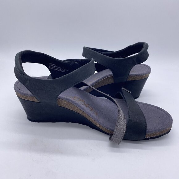 Aetrex Brynn Sandal Size 42 Quarter Strap Wedge Arch Support Plantar Fasciitis - Picture 10 of 13